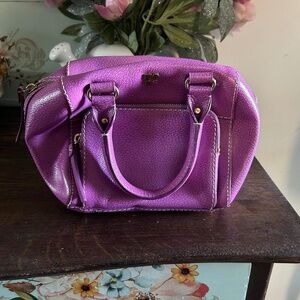 Older Kate Spade New York Leather Purple Pink Dot Noel Bag Purse Pocketbook